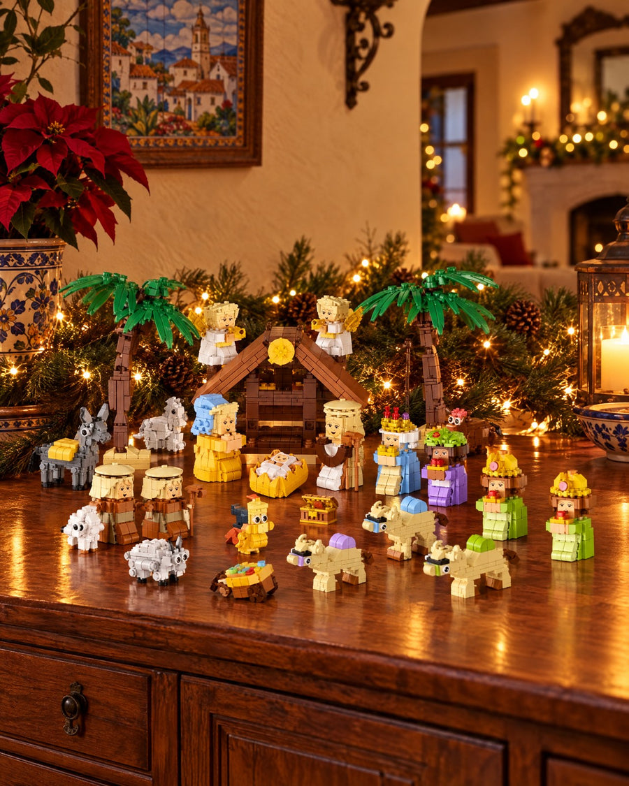 Finished nativity on the sideboard